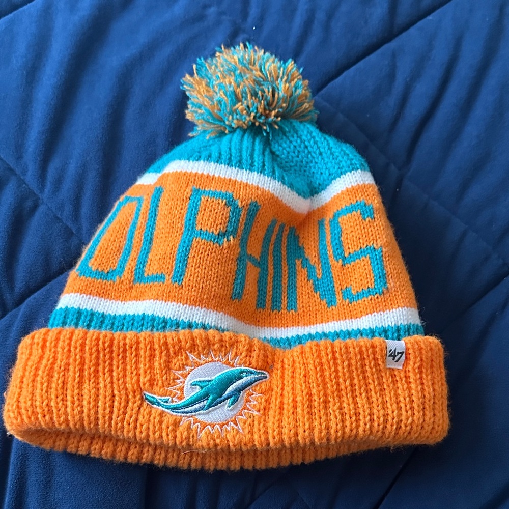 47 Brand Orange and Teal Dolphins Beanie